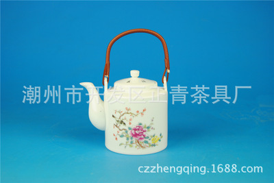 牡丹花鳥提梁陶瓷茶壺 經(jīng)典工藝與實用美學的完美結(jié)合